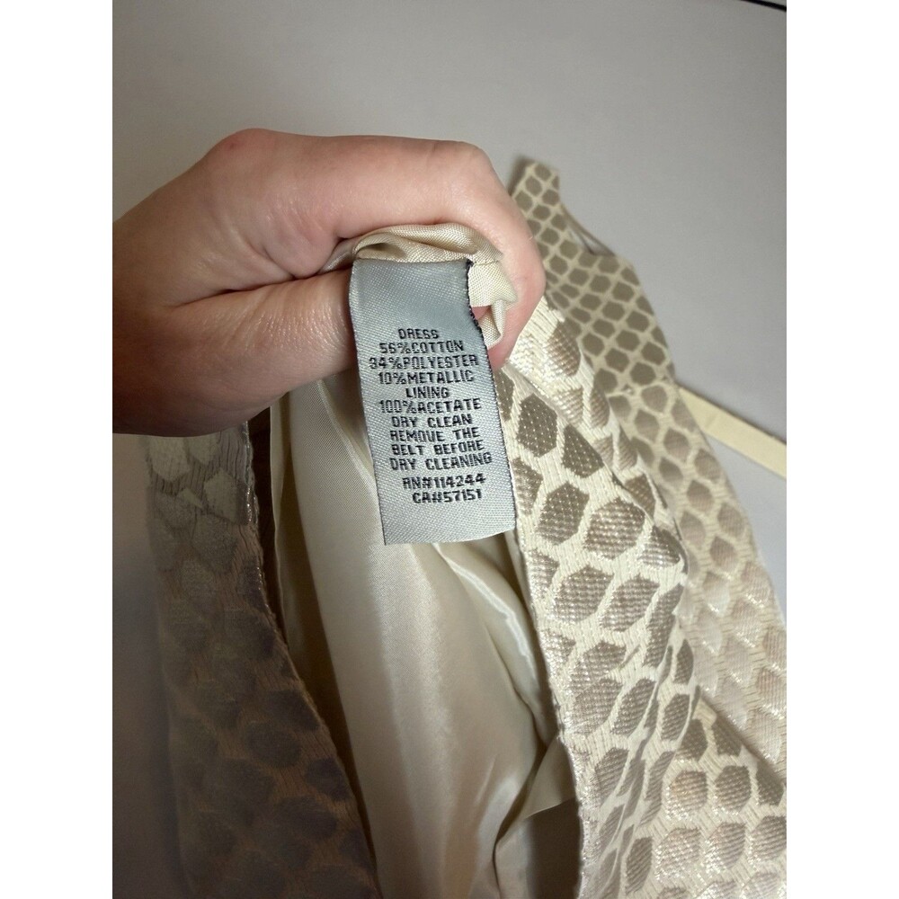 Eliza J Metallic Jacquard Fit & Flare Dress Belted Size 6 - Picture 12 of 16